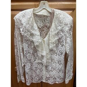 Vintage Lace Ruffle Blouse, size M